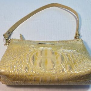 Brahmin Yellow Pearl Crocodile-Embossed Shoulder Bag
